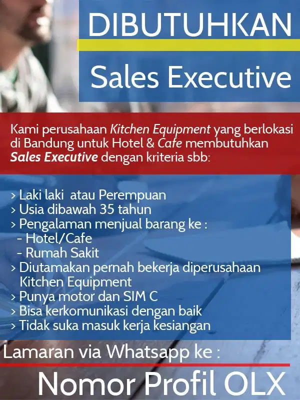 Dibutuhkan Sales Executive segera