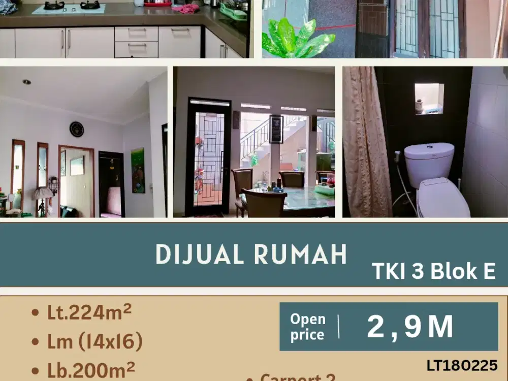 Dijual cepat rumah di TKI 3 blok E siap huni