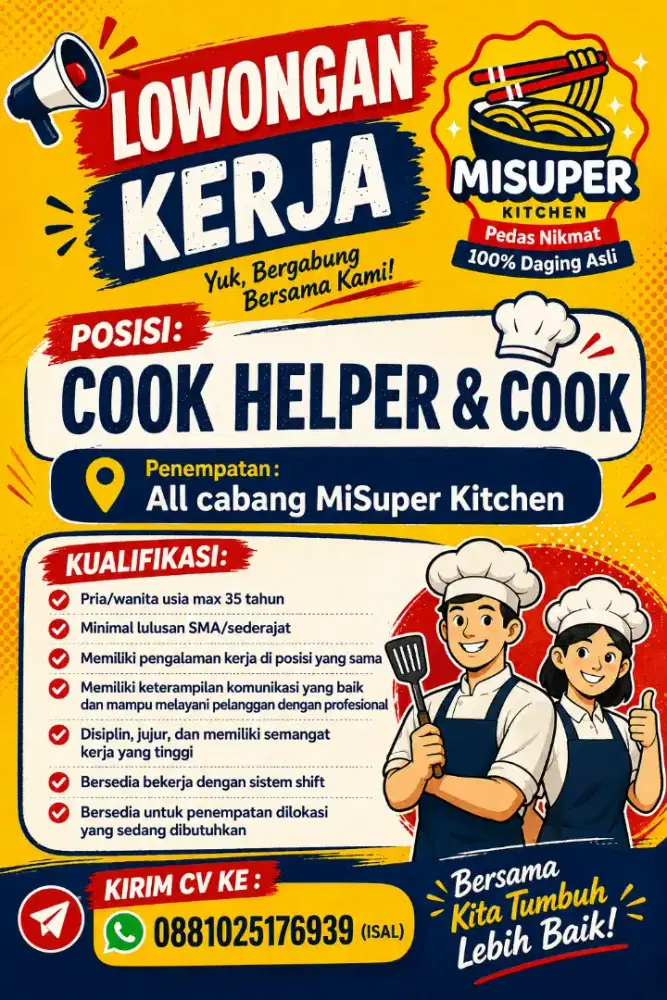 LOKER MISUPER KITCHEN (COOK AND COOK HELPER)