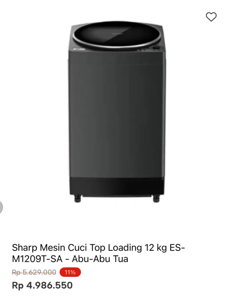 SHARP MESIN CUCI LOADING 12KG ES-M1209T-SA