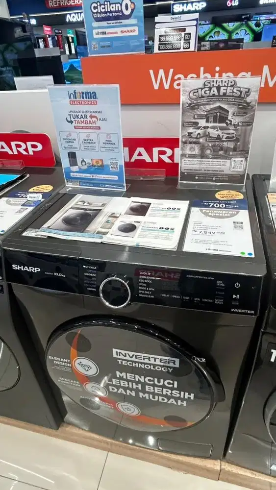CICILAN RINGAN BUNGA RENDAH MESIN CUCI FL 10KG SHARP