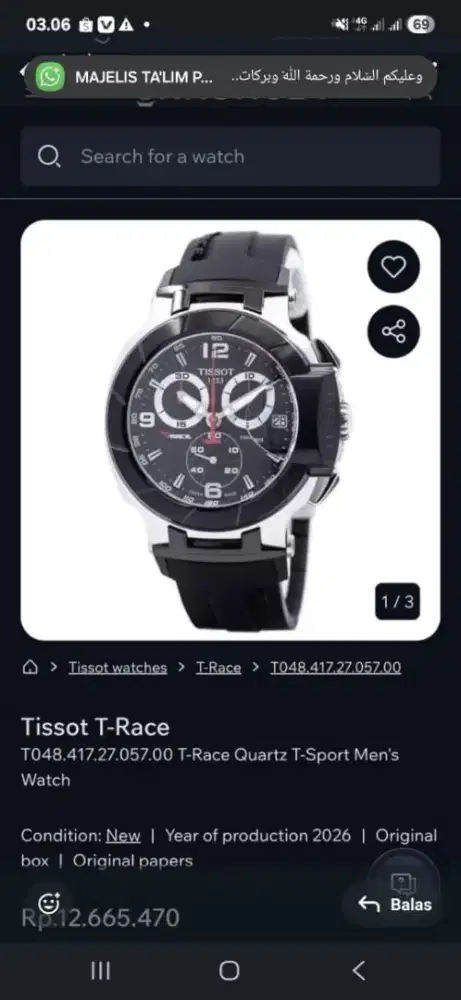 Jual Jam Tangan Tissot t-race original