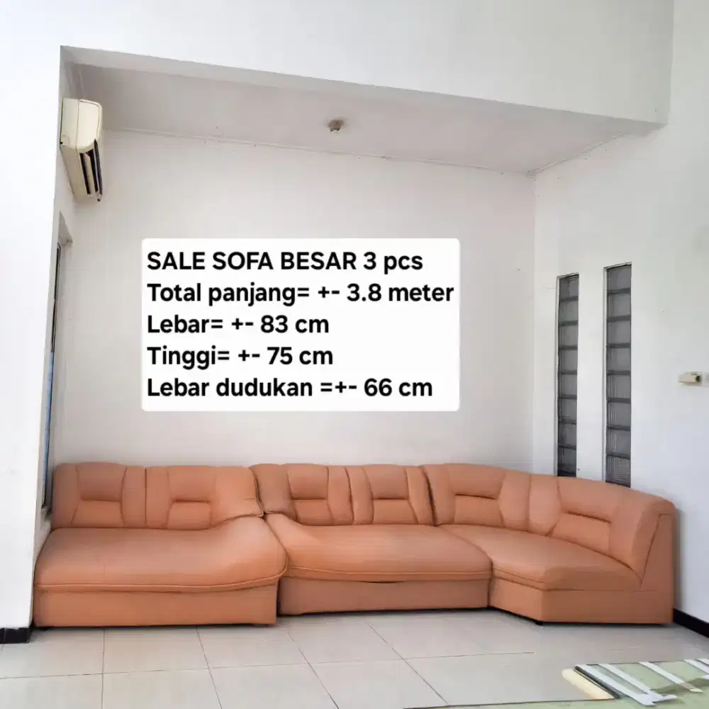 Sale Sofa Besar 3 pcs 3.8 meter empuk luas bisa selonjoran