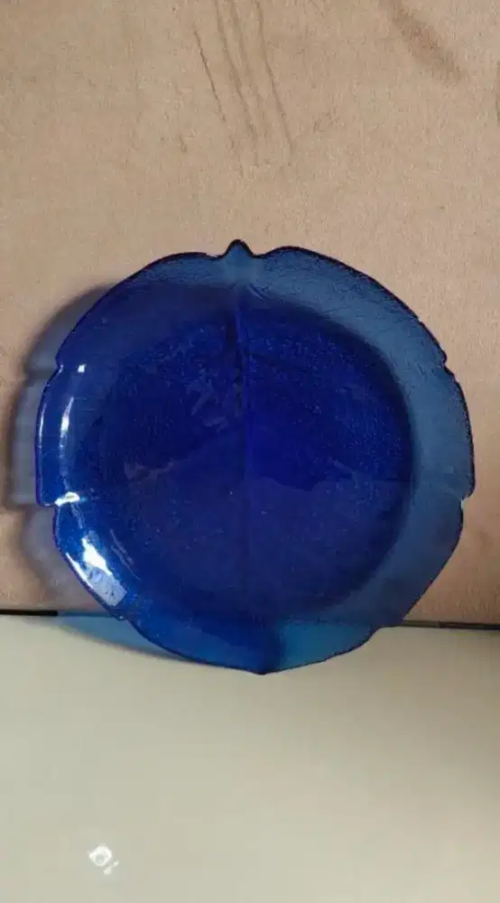 1Set(6Bh)Vintage Arcoroc France Aspen Blue#Glass Textured Dinner Plate
