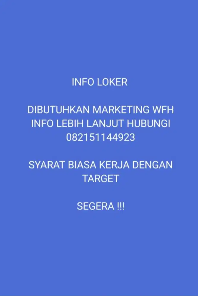 LOKERRR SEGERAAA !