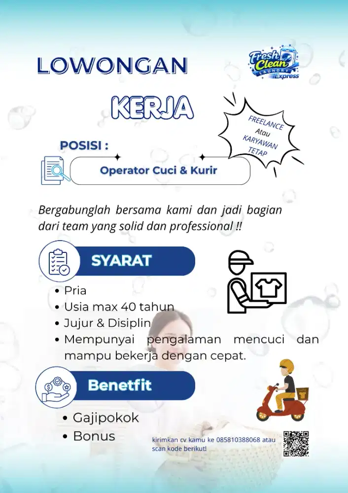 Lowongan kerja kurir & operator cuci