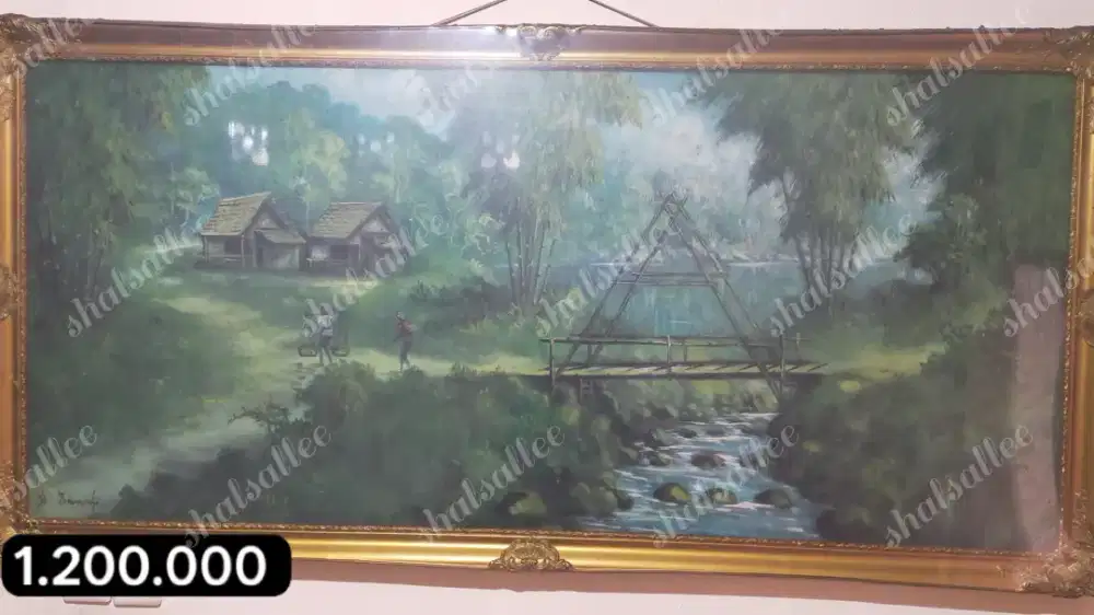 Lukisan Pemandangan Alam & Pedesaan dengan Frame Gold Klasik