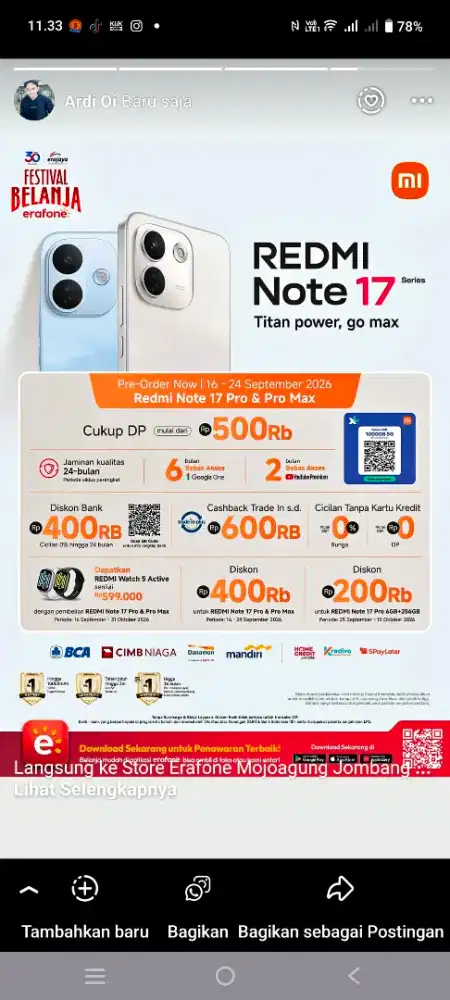 HP TERBARU DI ERAFONE MOJOAGUNG