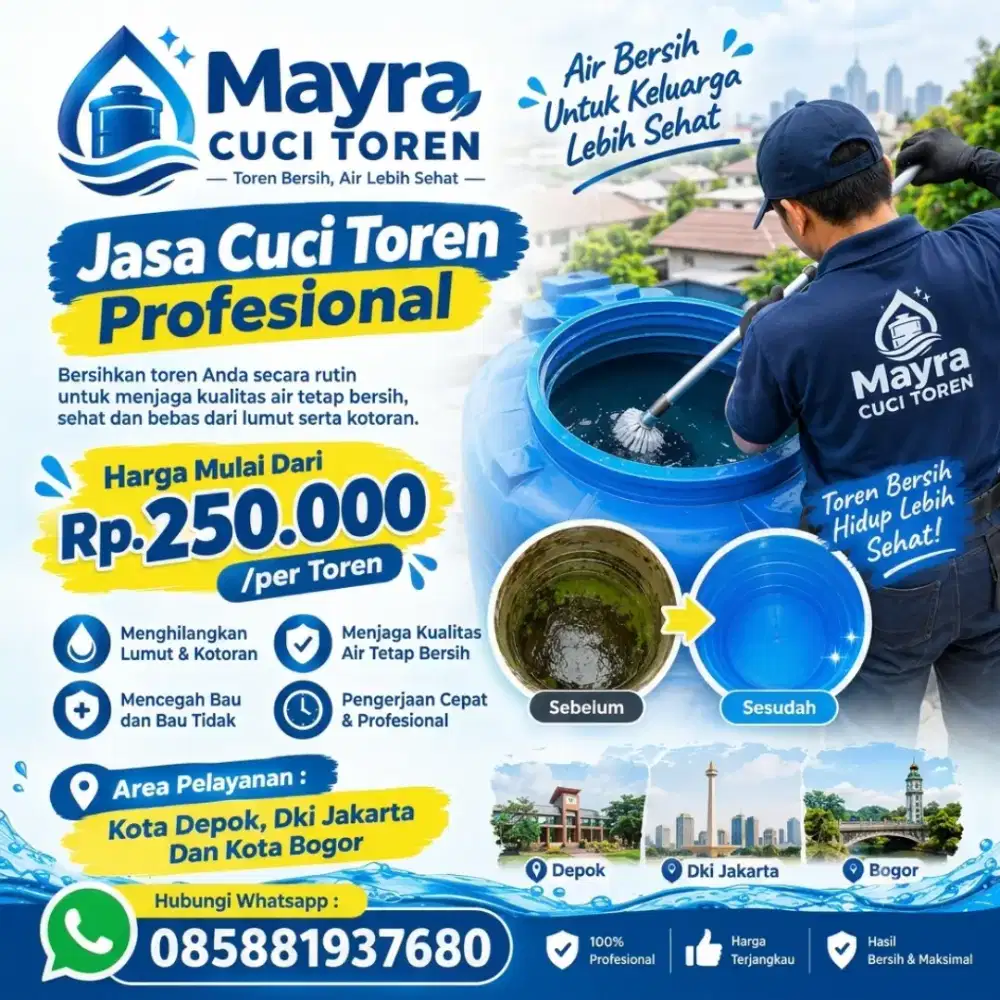 Jasa Cuci Toren Air Bersih & Cepat - Bebas Lumut & Bau