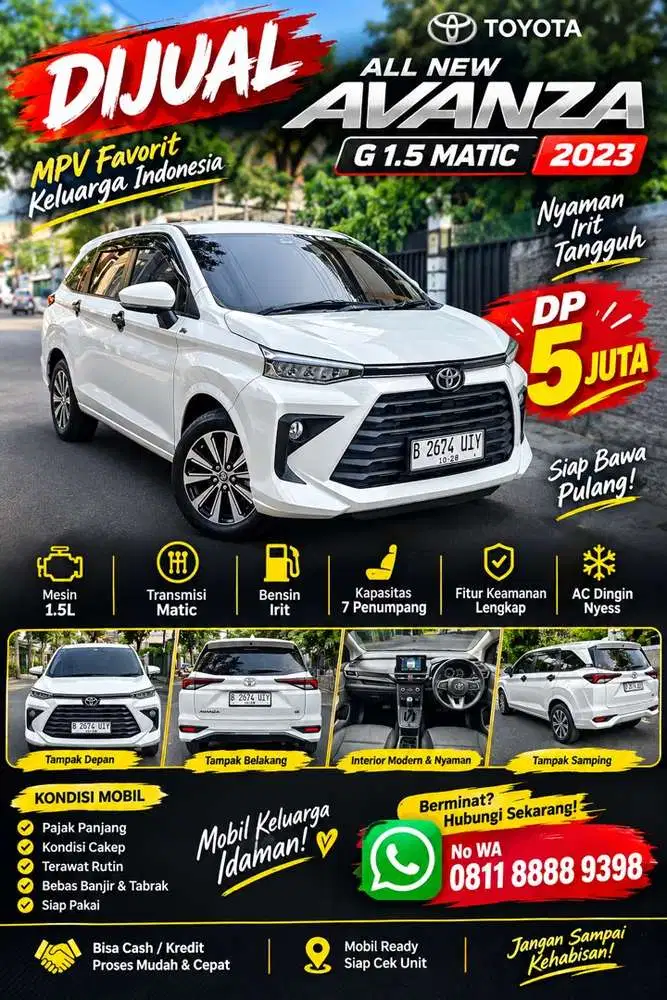 All New Avanza 1.5 G Matic 2023 DP 5 juta