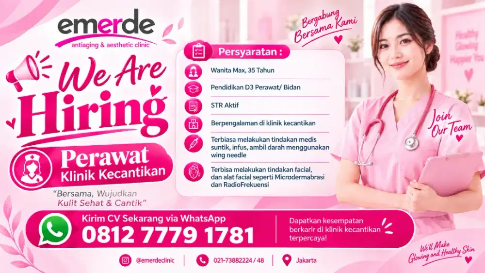 LOWONGAN KERJA – PERAWAT SKINCARE CLINIC AREA BINTARO