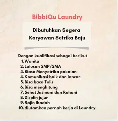 Karyawan Setrika Baju