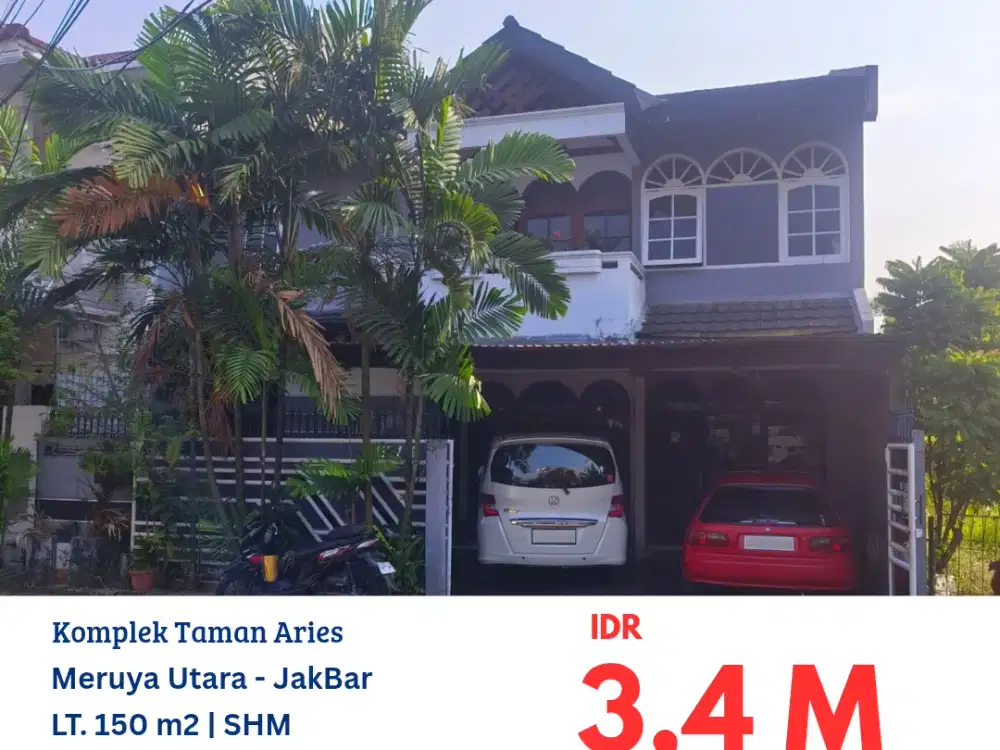 HFN0358 rumah 2 lantai TUSUK SATE masih dihuni di komplek taman aries meruya utara jakarta barat