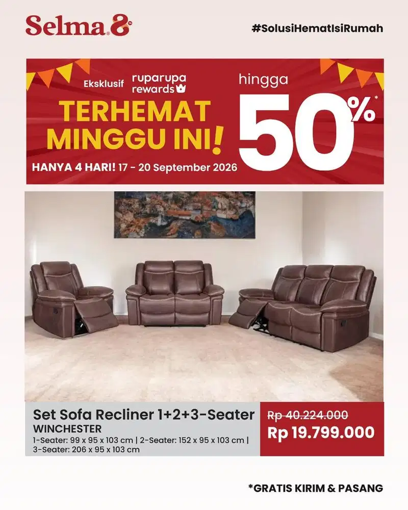 Sofa Set Recliner Winchester 1+2+3 Seater