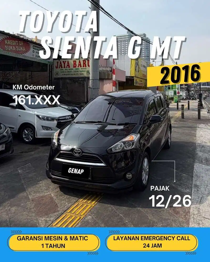 TOYOTA SIENTA G MT MANUAL 2016 GENAP