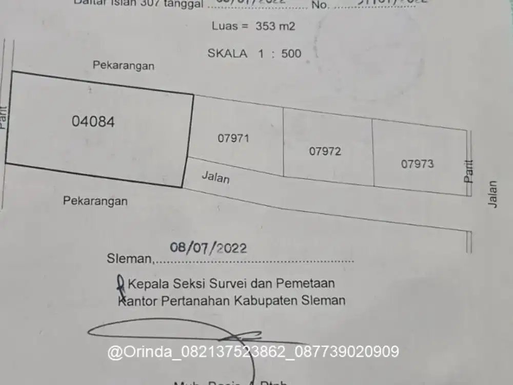 LT 353 LD 14X25 JL KALIURANG KM 9 SHMP KAVLING TANAH PERUMAHAN DEKAT CONDONGCATUR, TIYASAN, MINOMARTANI, BANTENG, UGM, UII, GENTAN, TENGKLENG GAJAH