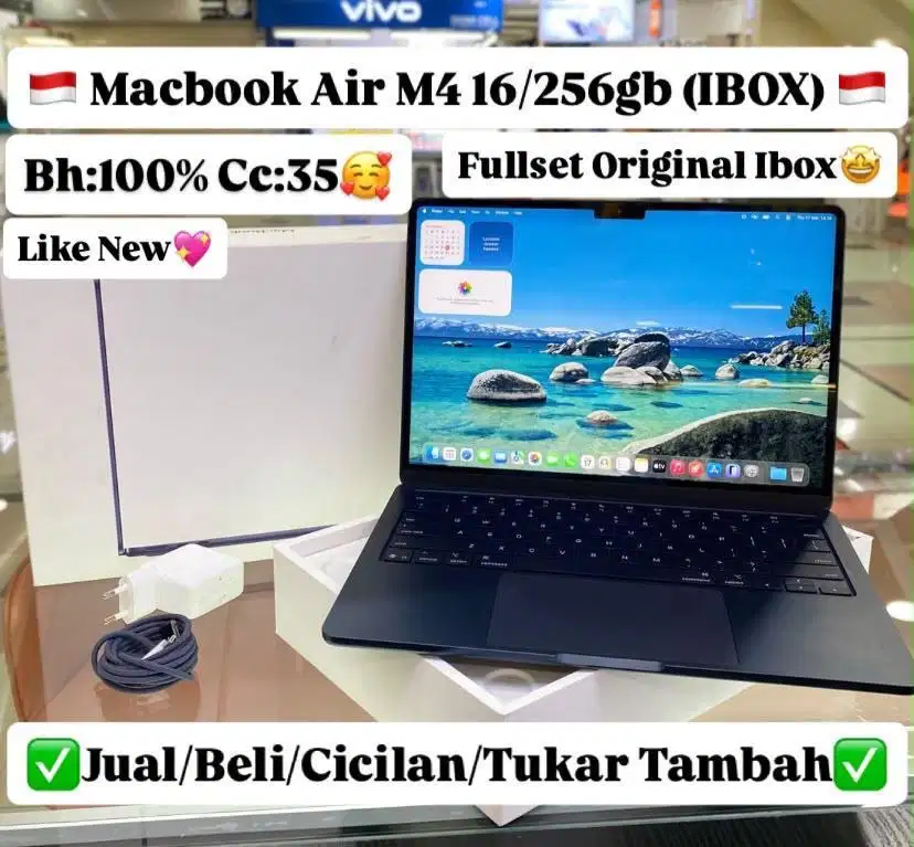 Macbook Air M4 16/256 Gb Midnight Ibox Batre 100%