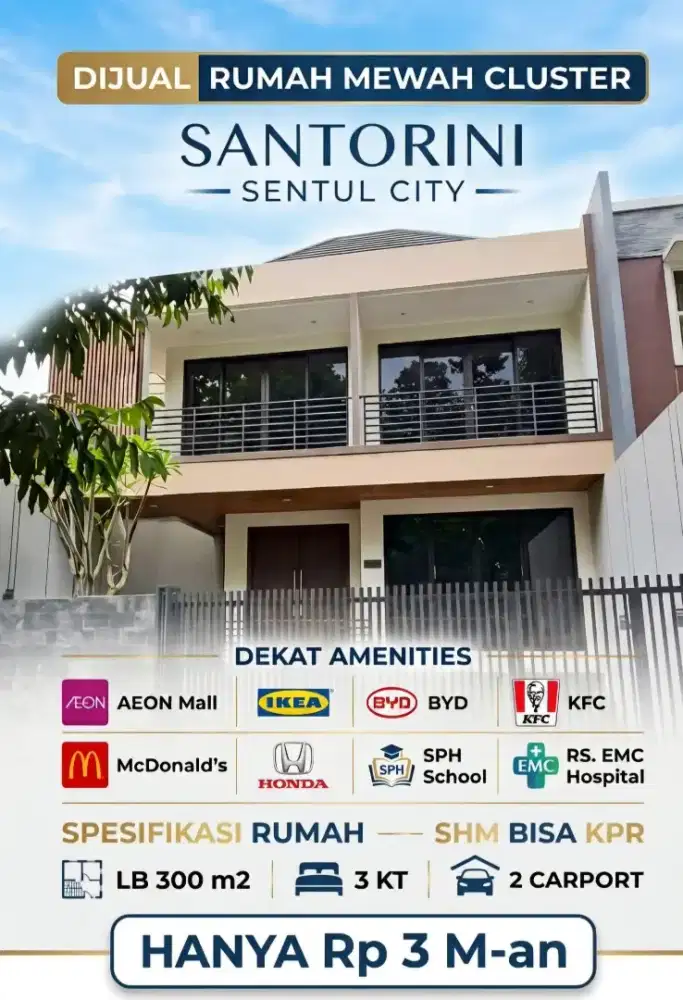 Rumah dijual murah di Sentul city Santorini