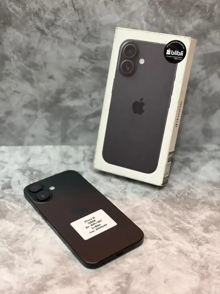 iPhone 16 128gb black ex garansi resmi BliBli