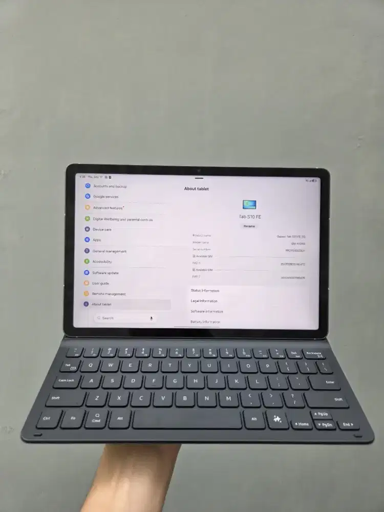 SAMSUNG GALAXY TAB S10 FE 5G 8/128GB GREY + KEYBOARD GARANSI DES 2026