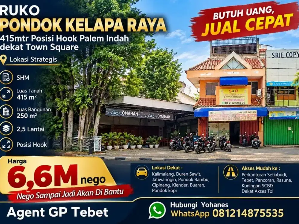 Ruko Hook Pondok Kelapa Raya LT 415 m² Dekat Town Square
