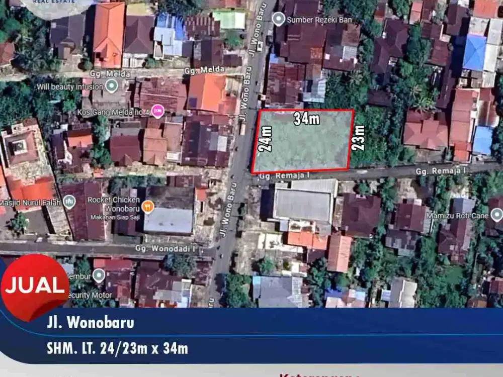 Dijual tanah di Jl. Wonobaru - Pontianak Selatan