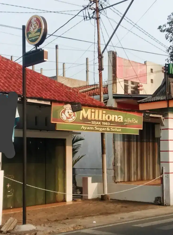 running tex, papan nama dan neon box+tiang besi