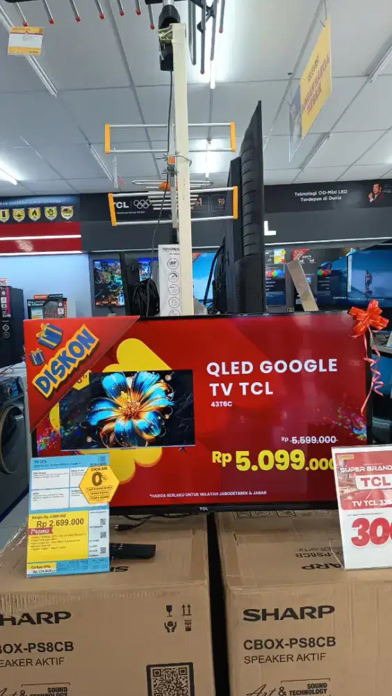 TV TCL Google tv 4k Qled Mulai 32 - 115 inch gratis pengiriman.