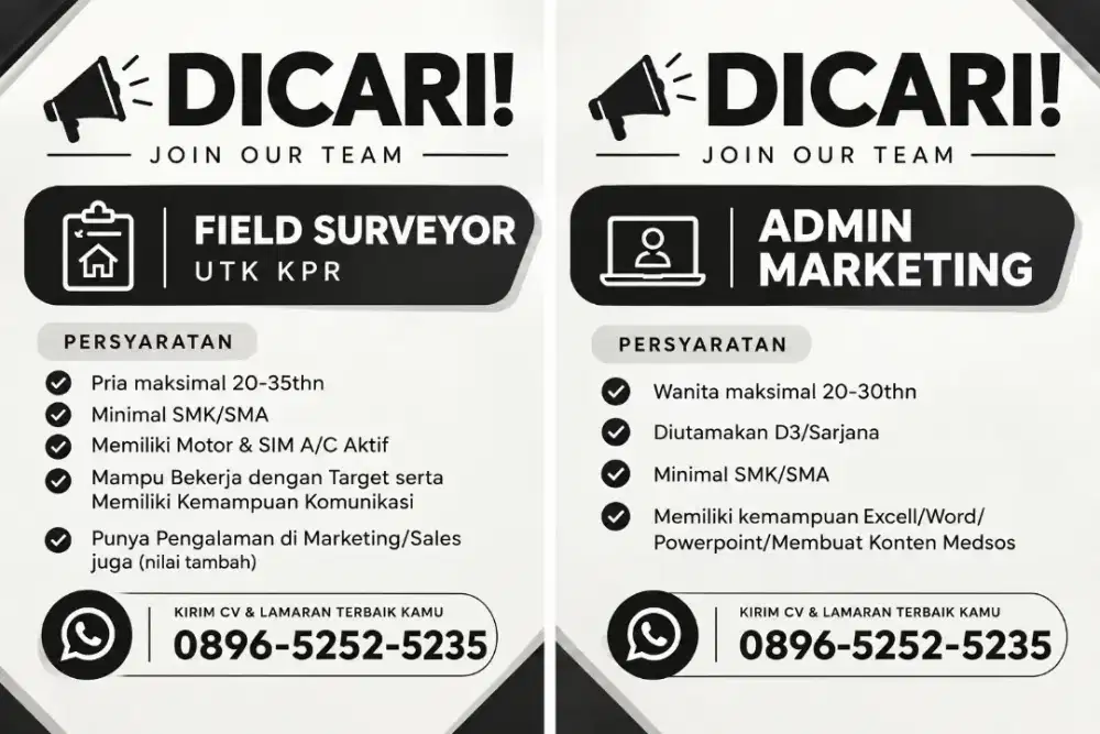 FIELD SURVEYOR & ADMIN MARKETING UNTUK KPR