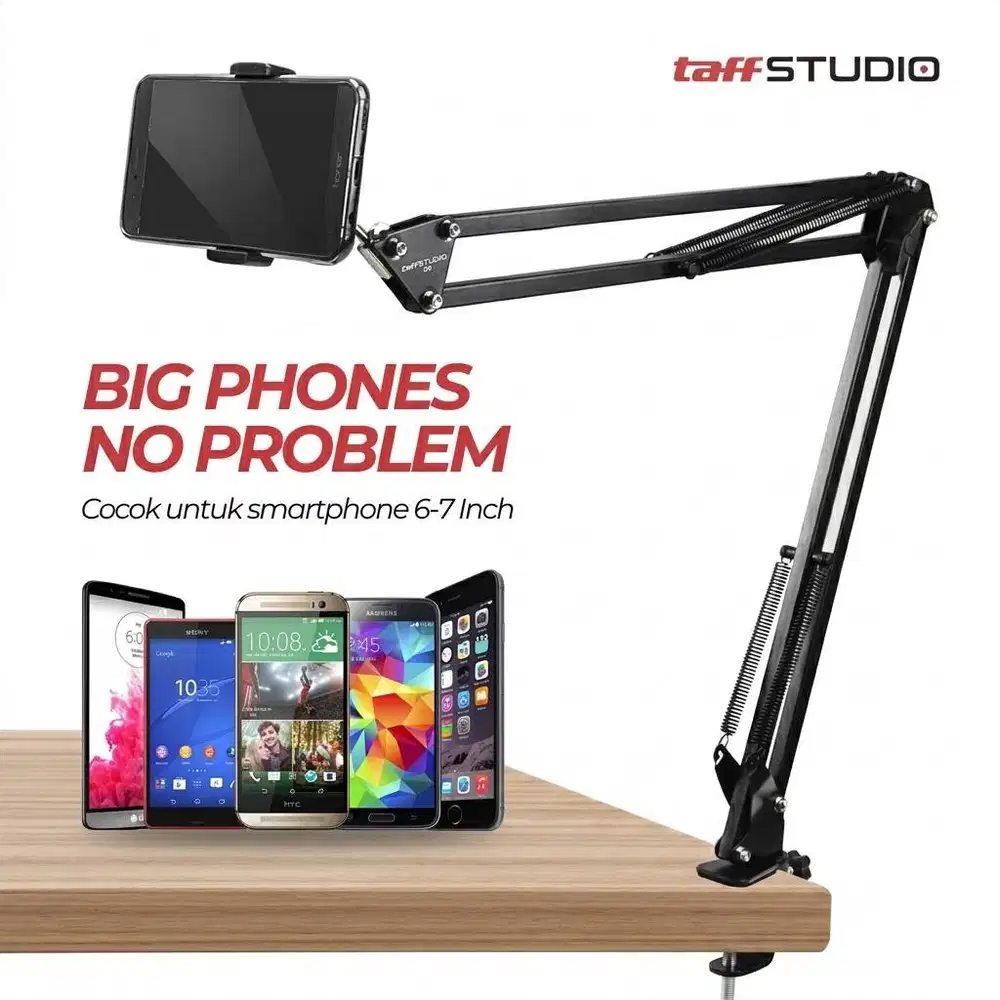 TaffSTUDIO D9 Lazypod 360 Rotation Desk Clamp Smartphone Holder Stand