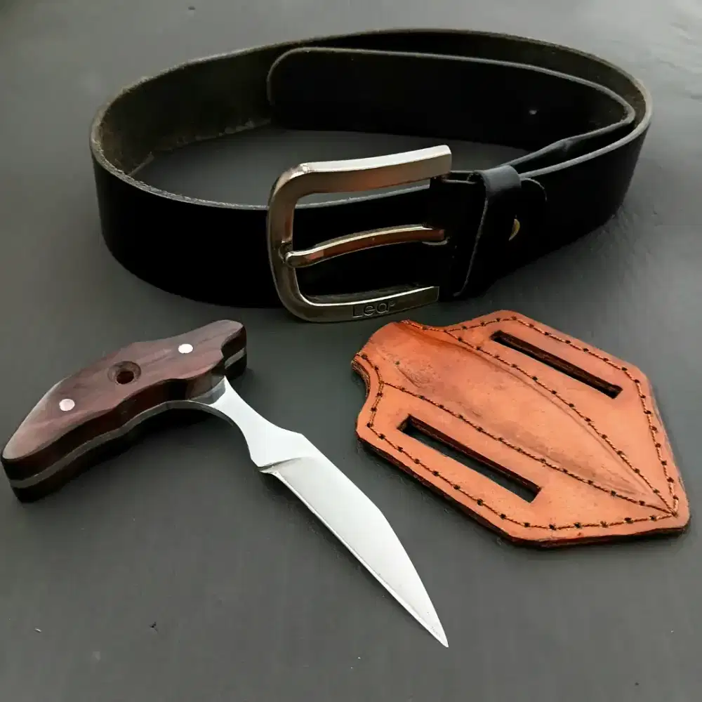 Prototipe pisau saku outdoor kulit sapi HSS
