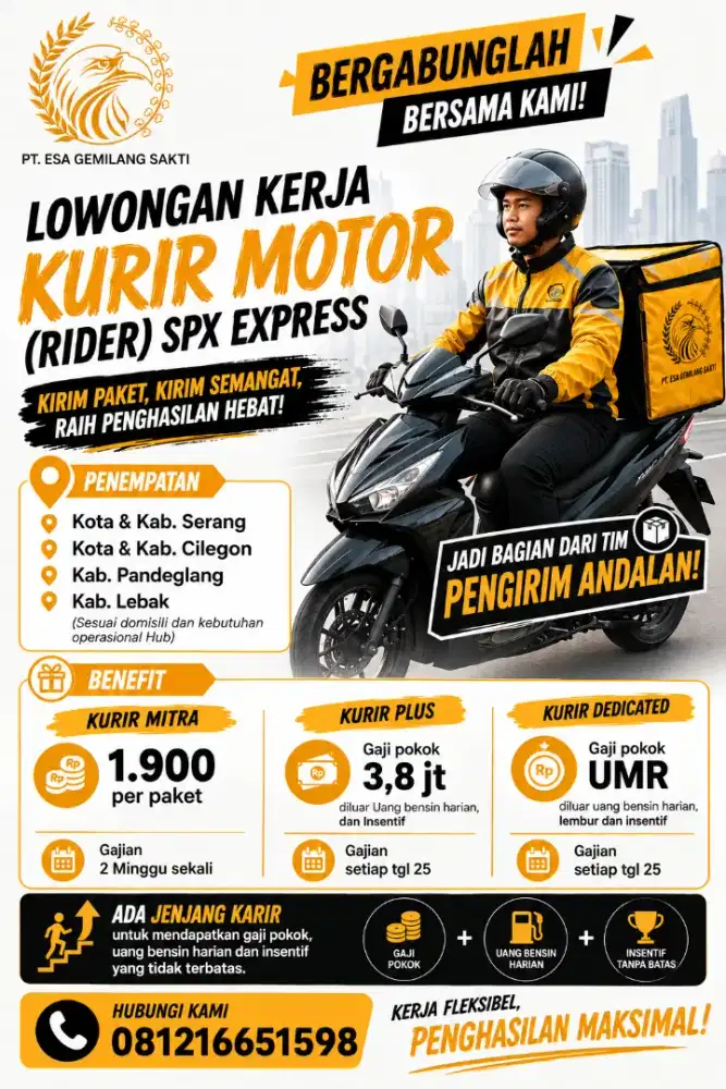 LOWONGAN KERJA KURIR MOTOR (RIDER SPX EXPRESS)