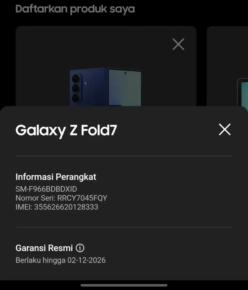 Samsung galaxy Z Fold 7 5G 12 internal 256 GB garansi Desember