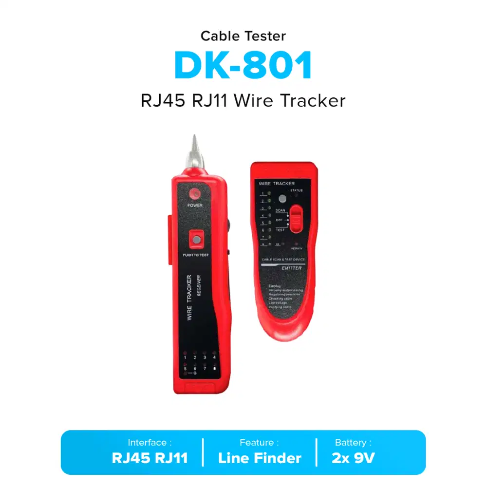 DK-801 RJ45 RJ11 LAN Checker Wire Tracker Tester Kabel