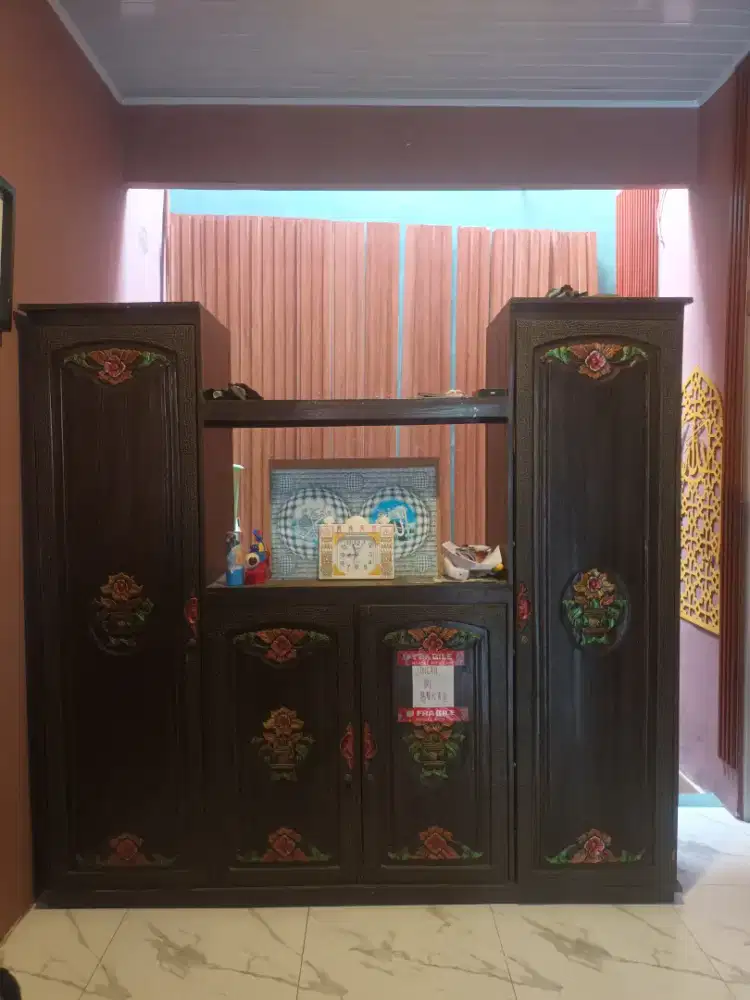 lemari buffet dan pakaian kayu jati asli