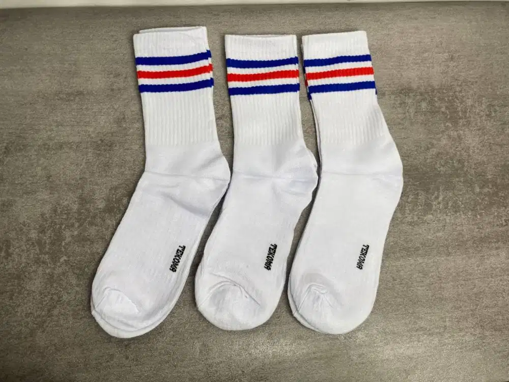 Kaos kaki crew garis bahan tebal MURAH
