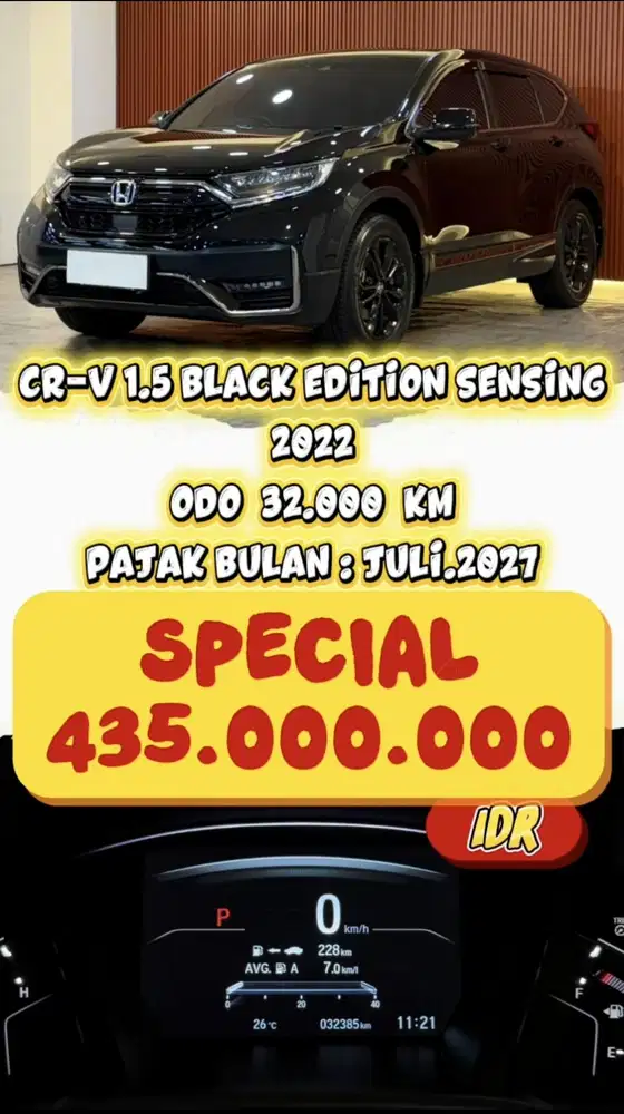 [ ODO 32.000 KM ] HONDA CR-V 1.5 BLACK EDITION AT 2022 SIAP PAKAI