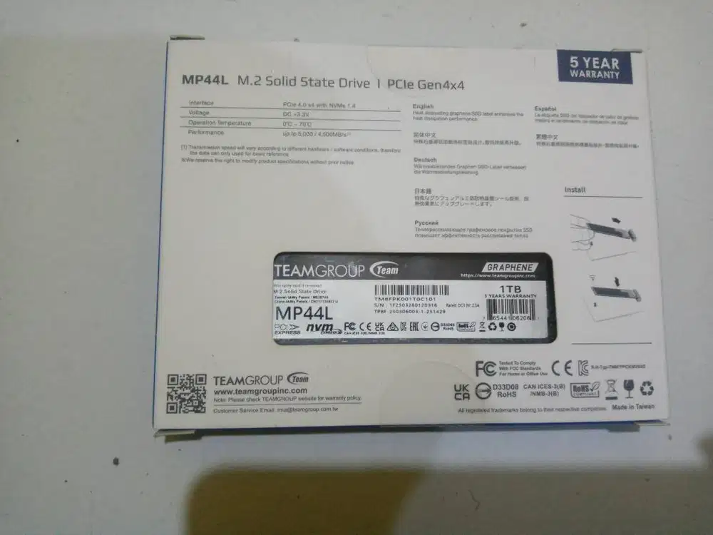 Jual SSD nvme gen 4 1TB dan RAM DDR5 8GB 4800mhz