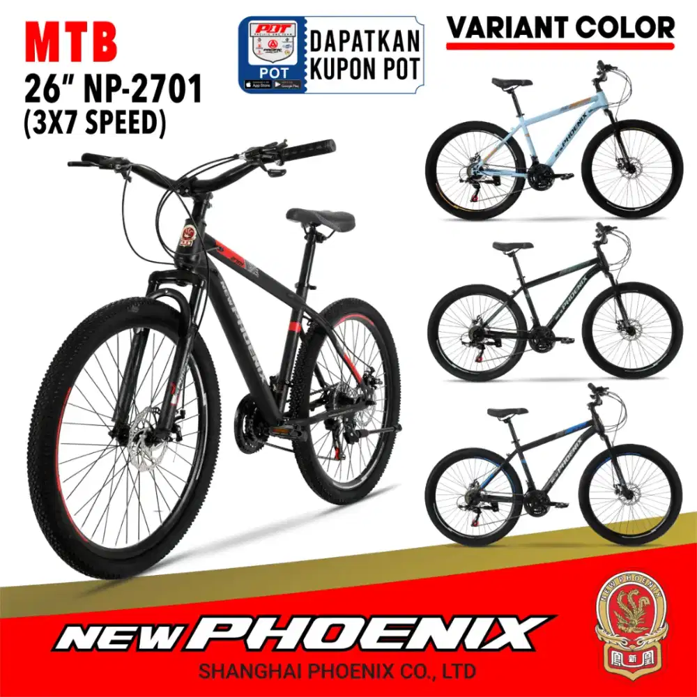 Sepeda Gunung MTB New Phoenix UK26 3x7speed berkualitas