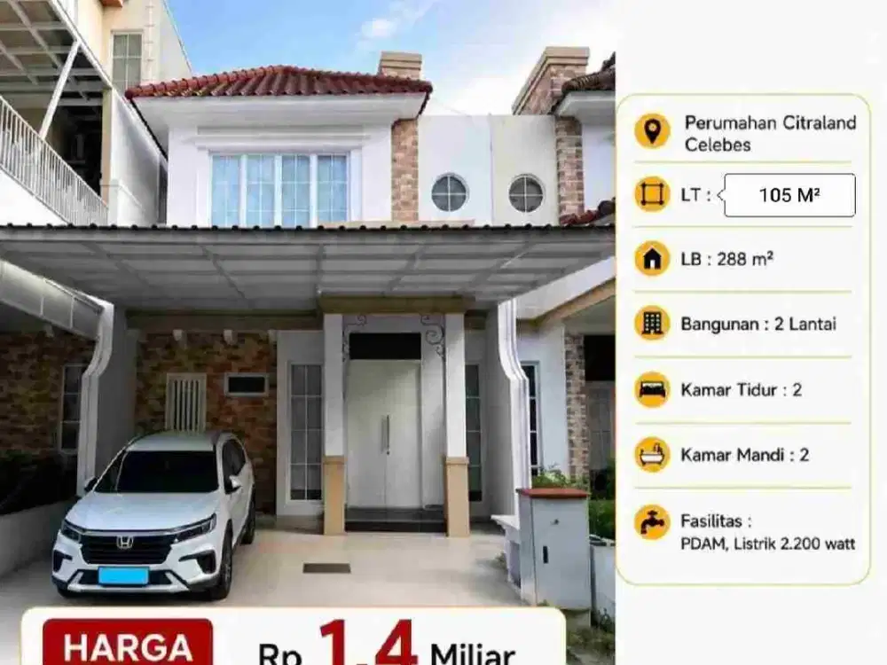 Dijual Rumah 2 Lt di Perum Citraland Celebes Hertasning Baru Makassar