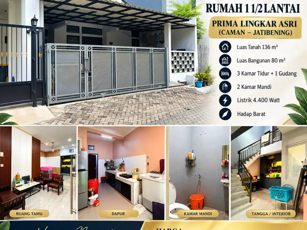Di Jual Rumah 1 1/2 lantai di Prima Lingkar ( Caman - Jatibening )
