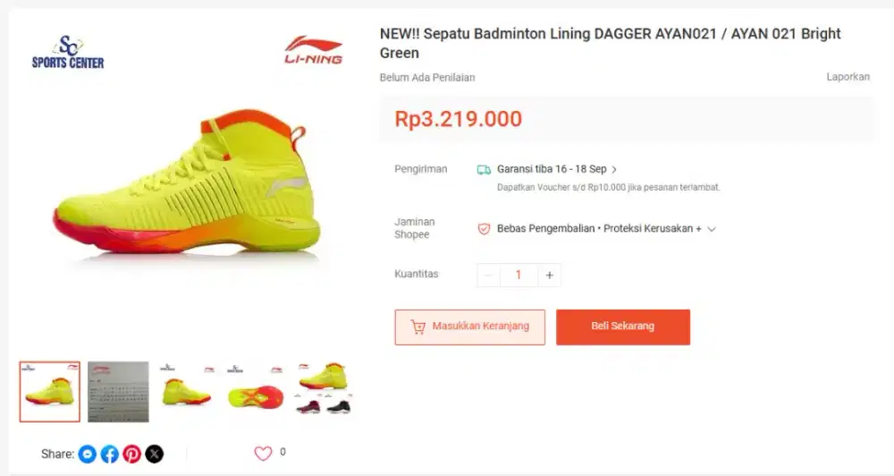 Sepatu Badminton Bulutangkis Lining Dagger IV original