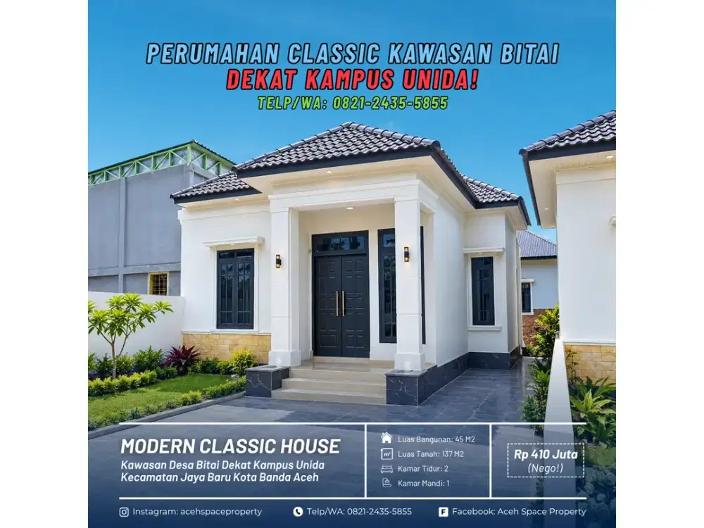 Dijual Rumah Murah di Bitai Kota Banda Aceh - Dekat Kampus Unida!