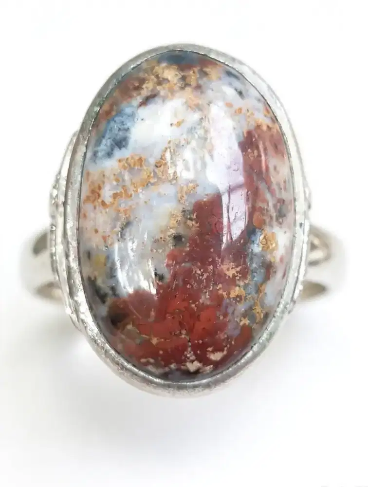 Cincin batu akik natural pancawarna klawing