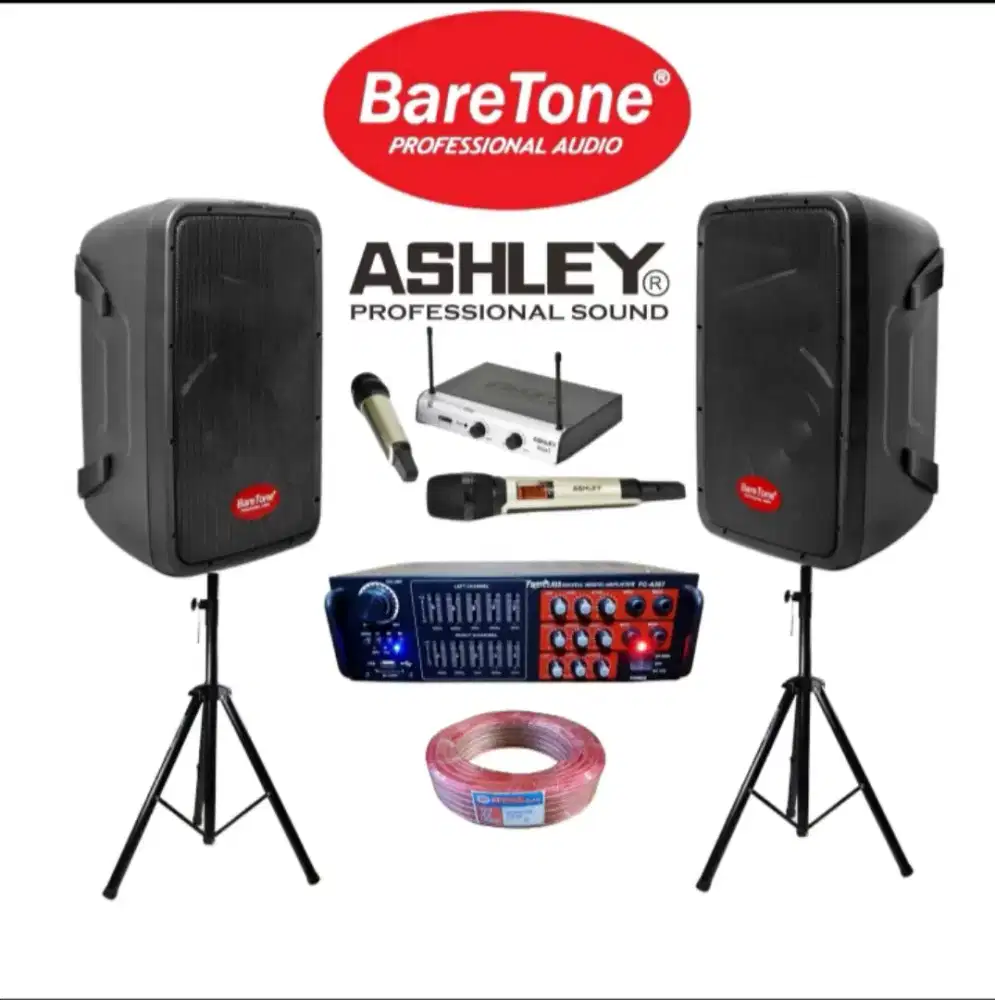 Paket karaoke speaker Baretone 8 inch dan amplifier karaoke bluetooth