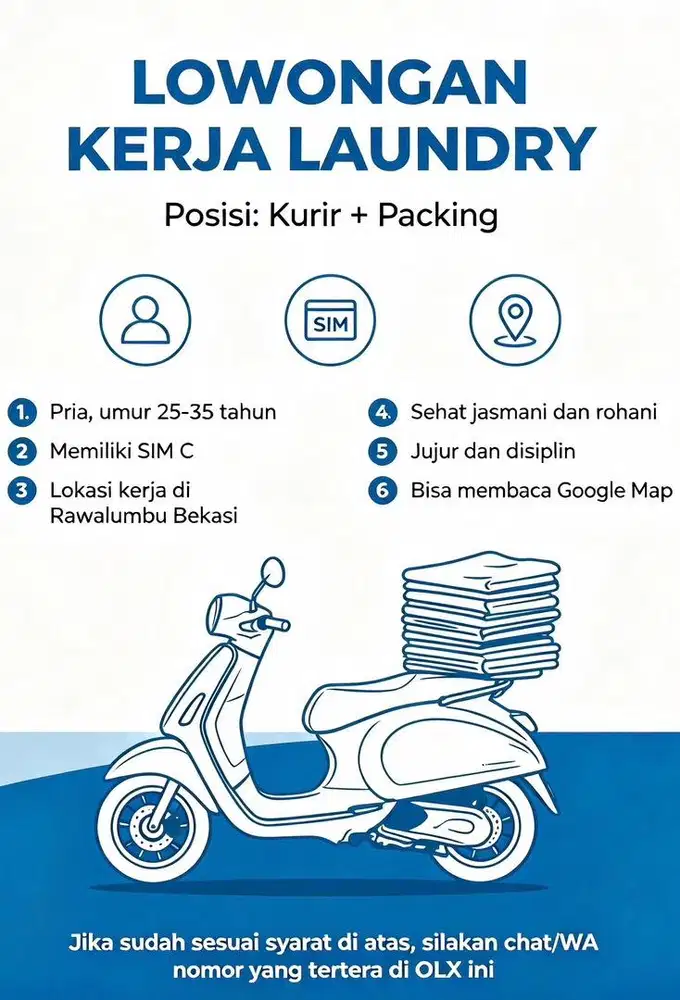 Dibutuhkan Lowongan Kurir dan Packing Laundry Bekasi