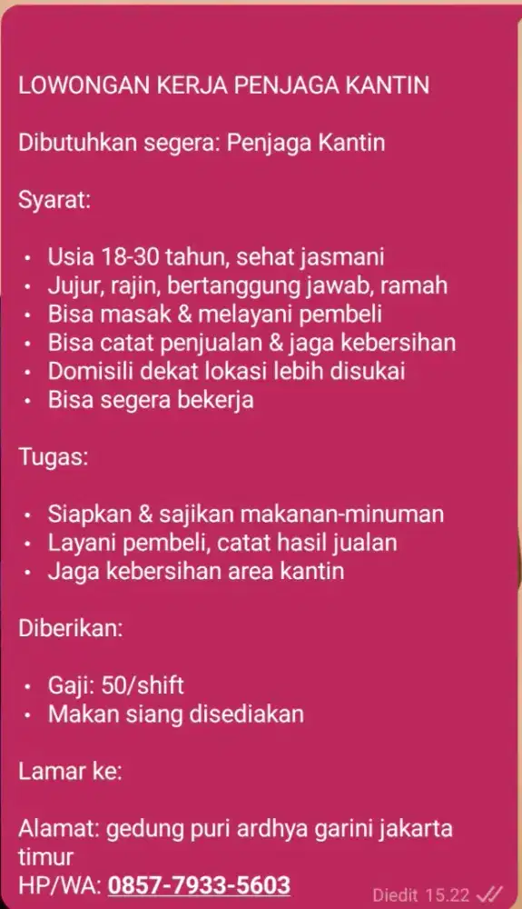Di cari penjaga kantin