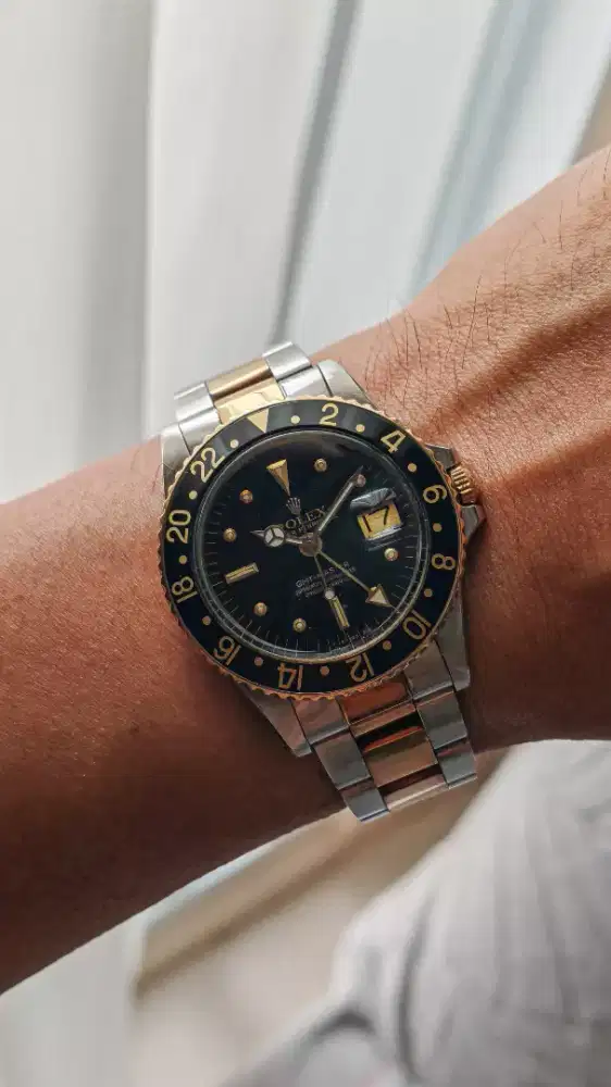 70s Vintage Rolex GMT Master 1675 tiger eye Black Nipple Dial with Box