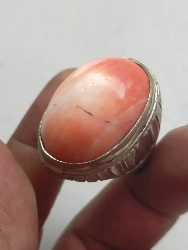 Cincin batu natural coral / Marjan / corallium elatius