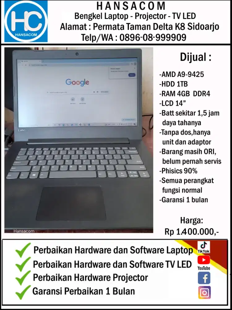Dijual lenovo 130-14ast
